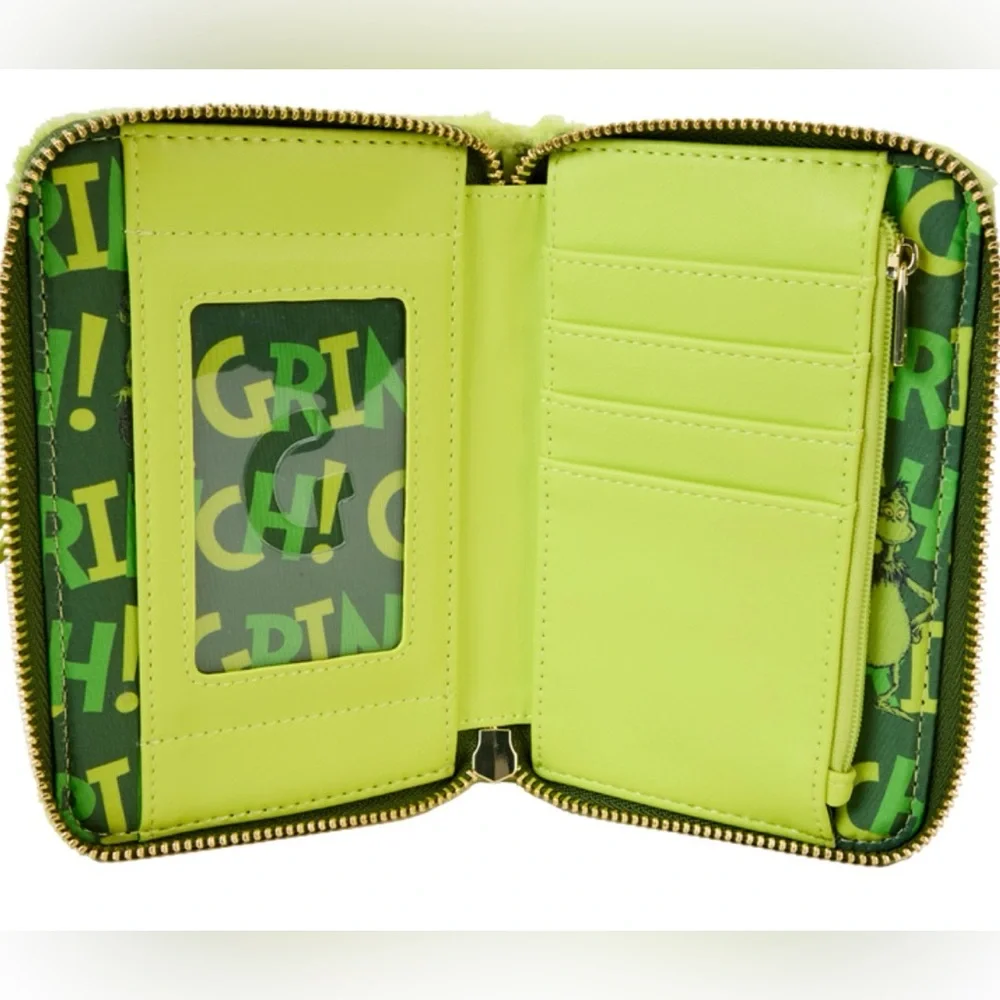 Loungefly Dr Seuss Grinch Plush Cosplay Glow Zip Around Wallet